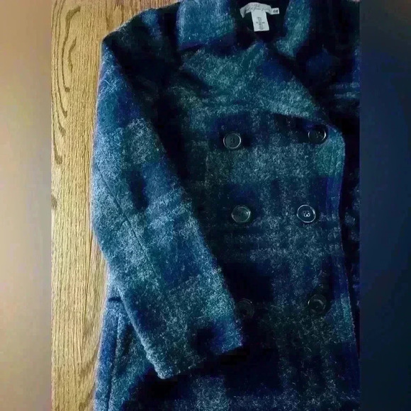 H&M (LOGG) Level of Grades Goods - Double Breasted Plaid Mid Length Coat. Size 4 - Picture 6 of 13